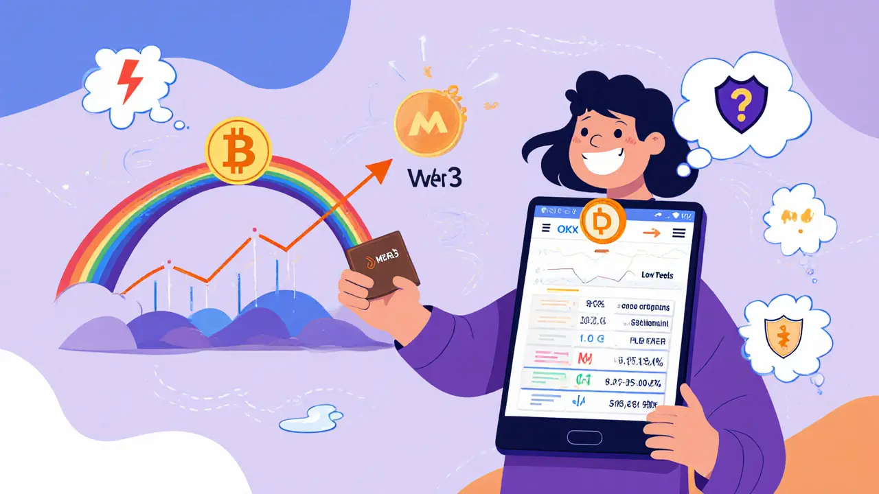 Trader using a wallet to bridge BTC to Merlin Chain, holding MERL token and showing pros and cons.