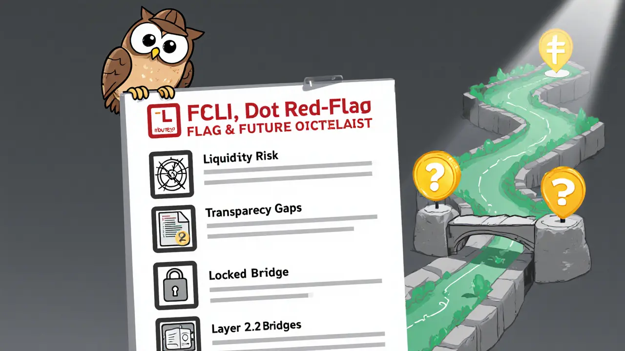 Cartoon owl detective reviewing FOLD risks and future milestones on a checklist.