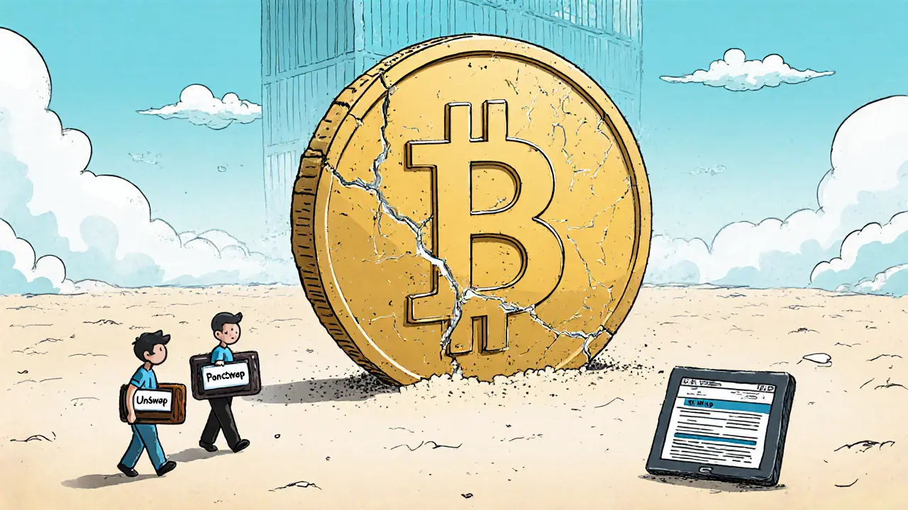 Giant cracked AfroX token standing alone in empty digital void.