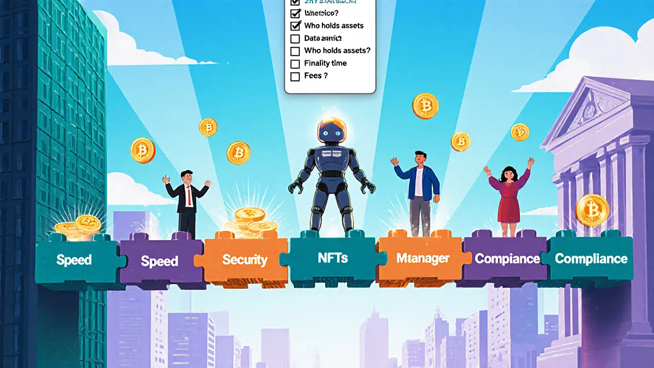 Hybrid bridge cartoon with a half‑robot hero and users moving tokens across.