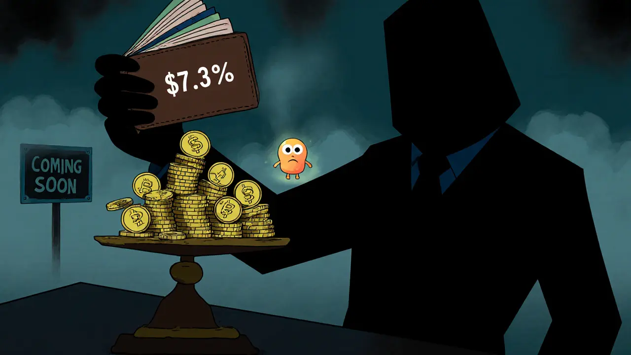 Anonymous hand dumping tokens while HEEBOO sign fades in distance