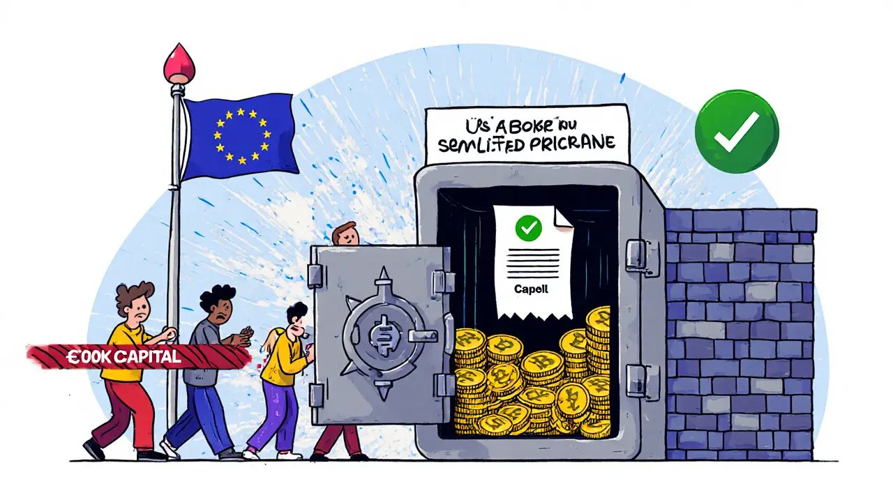 Crypto exchange vault with EU license requirements and blocked users outside