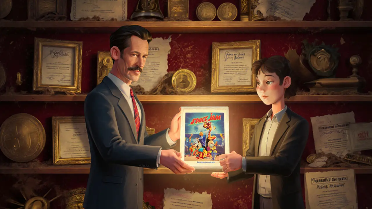 Fan receives a glowing NFT movie poster with animated characters popping out.