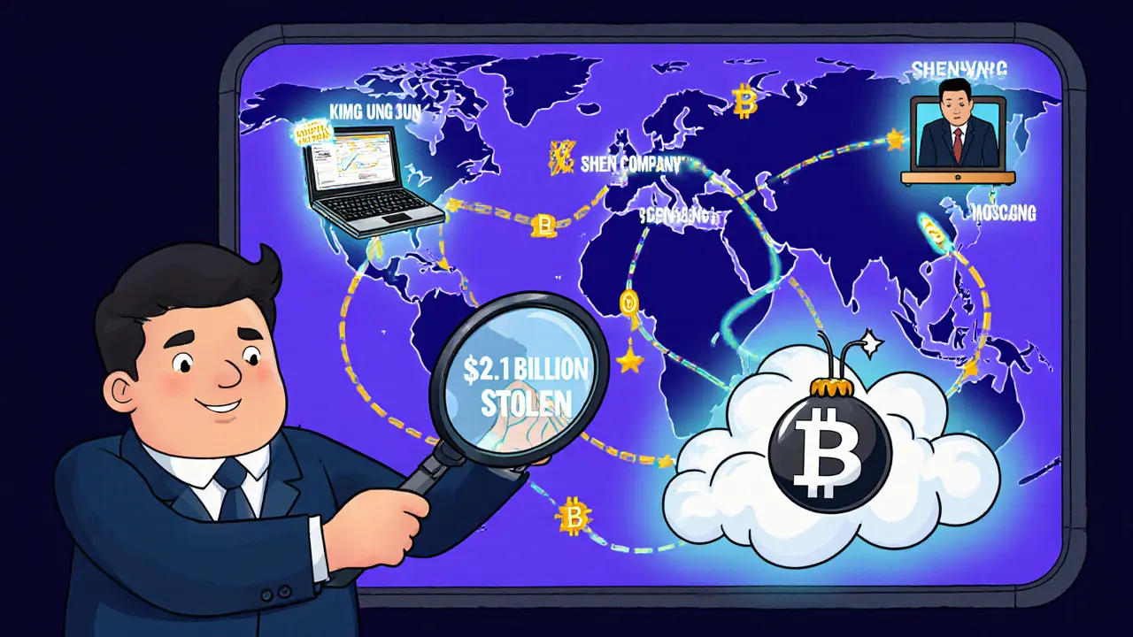 U.S. agent tracing stolen cryptocurrency from freelance jobs to sanctioned brokers across Russia and UAE.