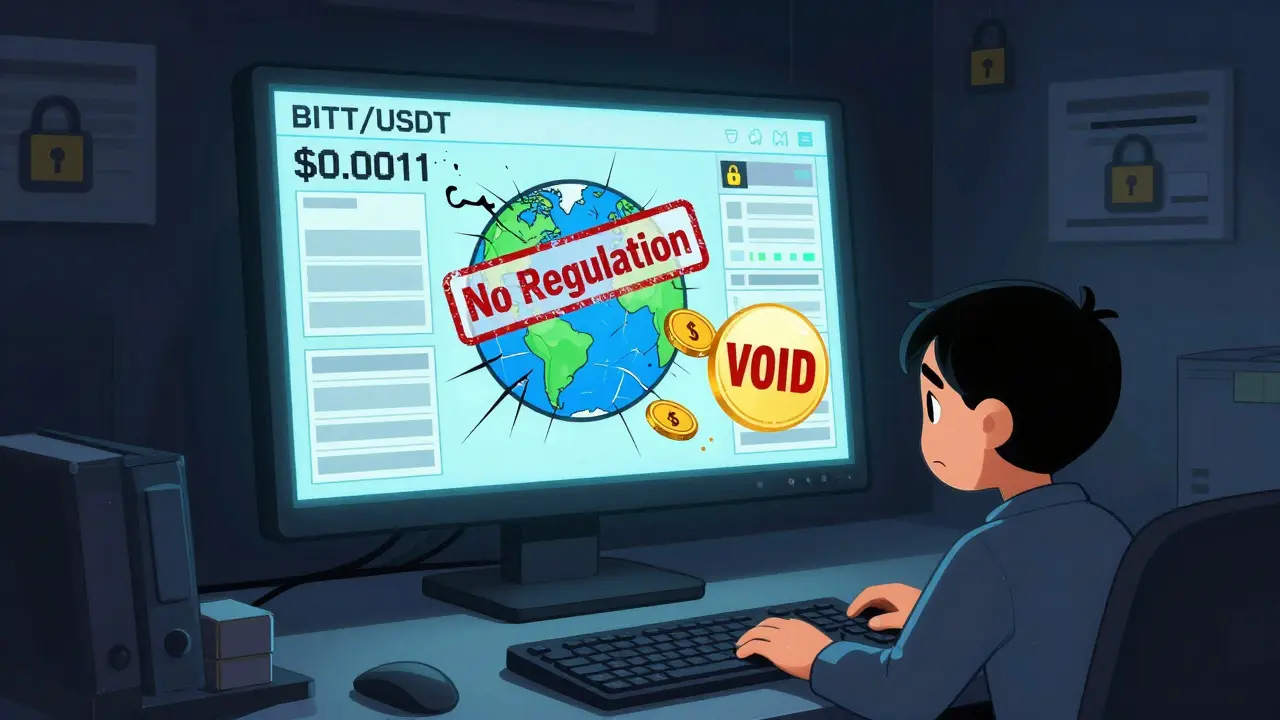 Lonely screen showing a worthless crypto token with no trading activity and broken security symbols.