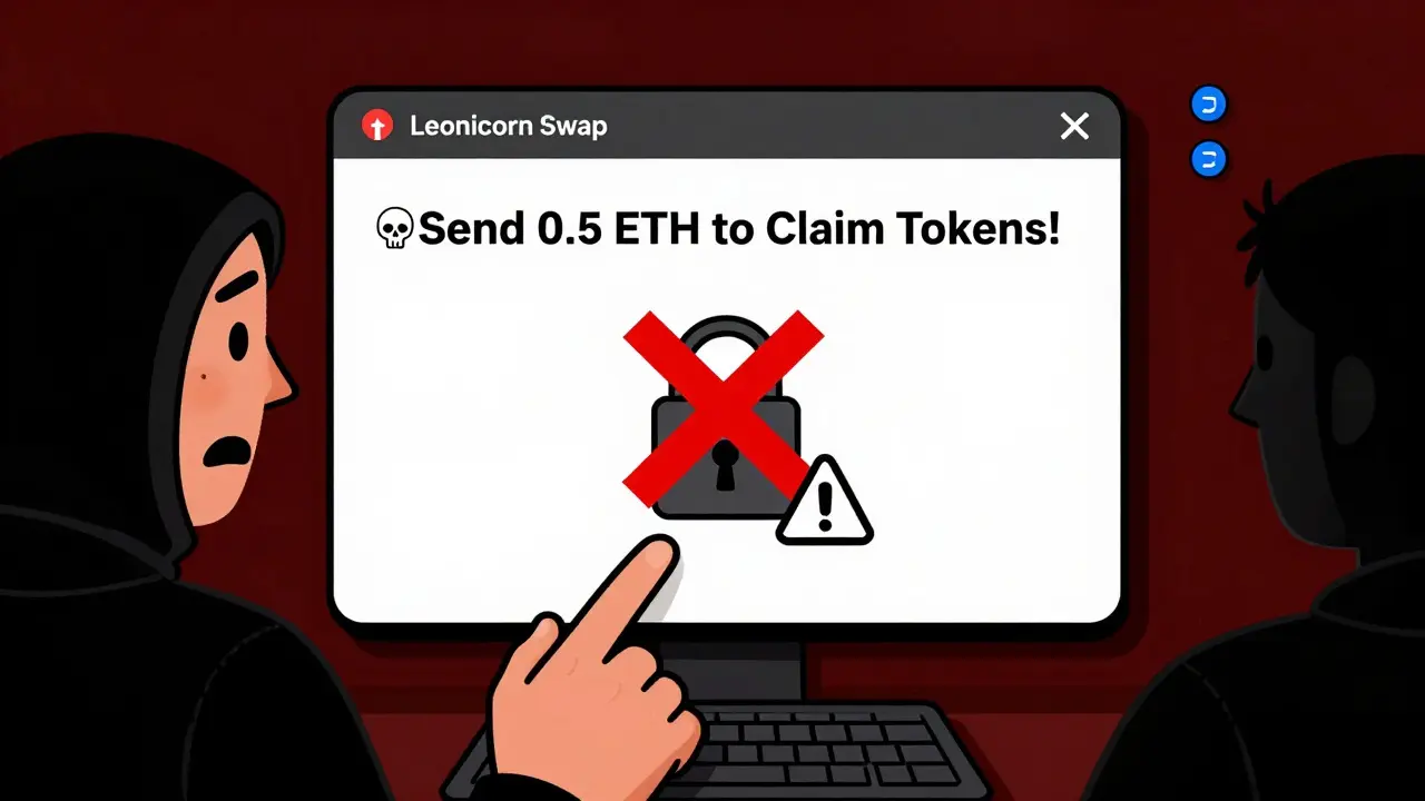 Scammer's pop-up demands private keys and crypto payment with red warnings