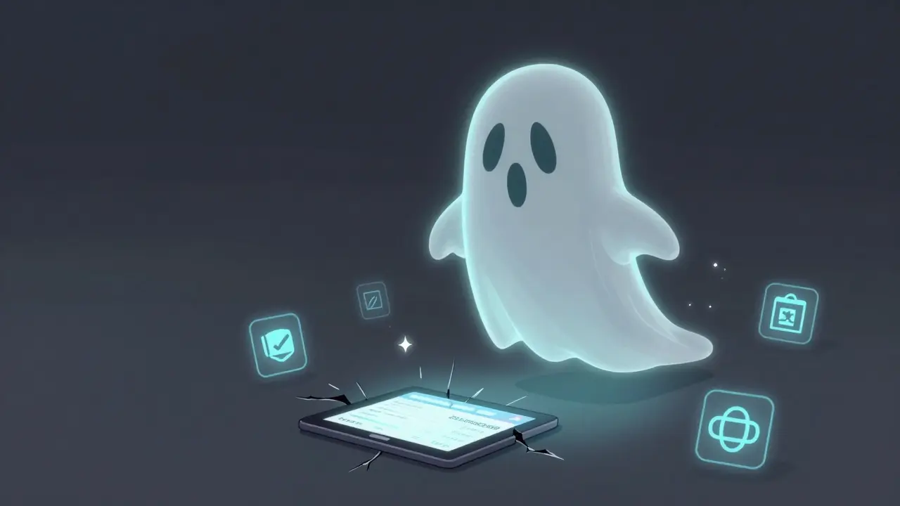 A ghostly NFMart logo floats over an empty digital world with a broken price chart.