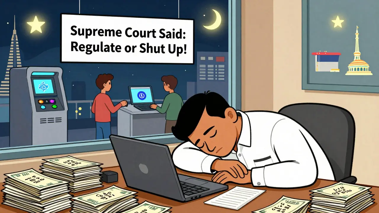 A sleeping minister ignores crypto bills while innovators build apps under court pressure.