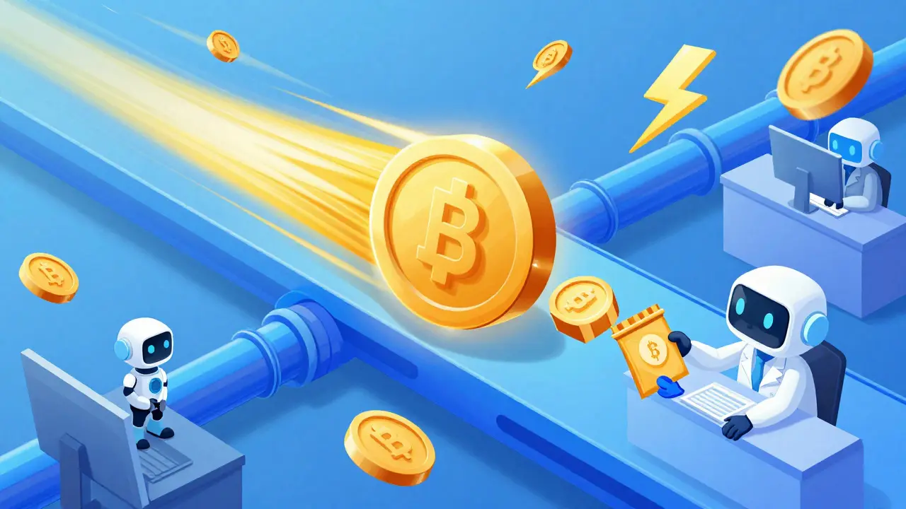 Cartoon showing digital tokens flowing between providers and users.