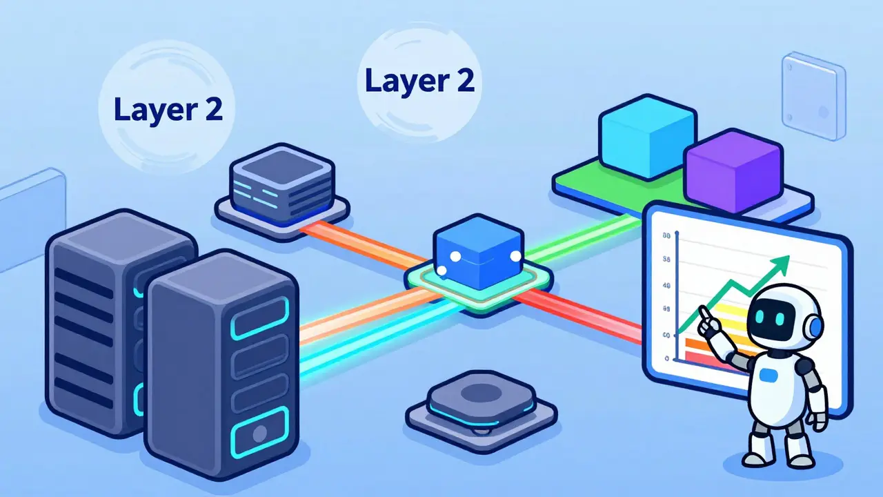 Cartoon of future hybrid blockchain network nodes
