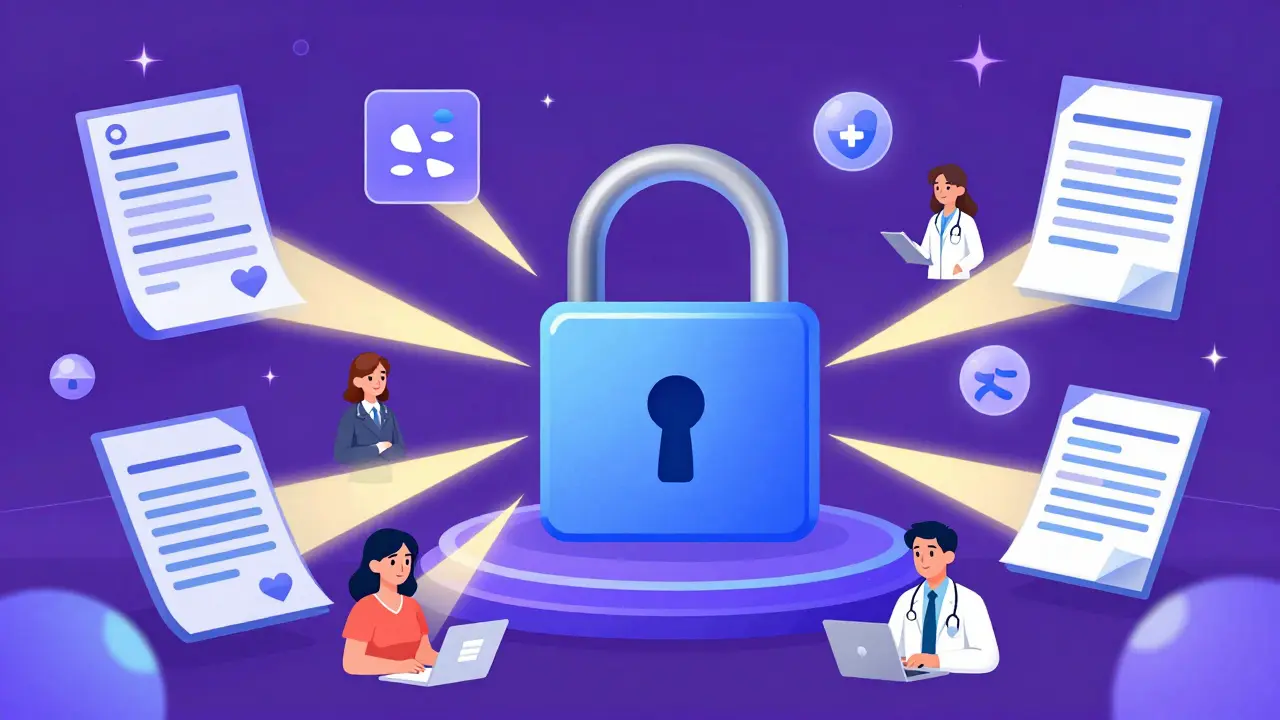 Digital lock securing medical data with connections to patients and doctors