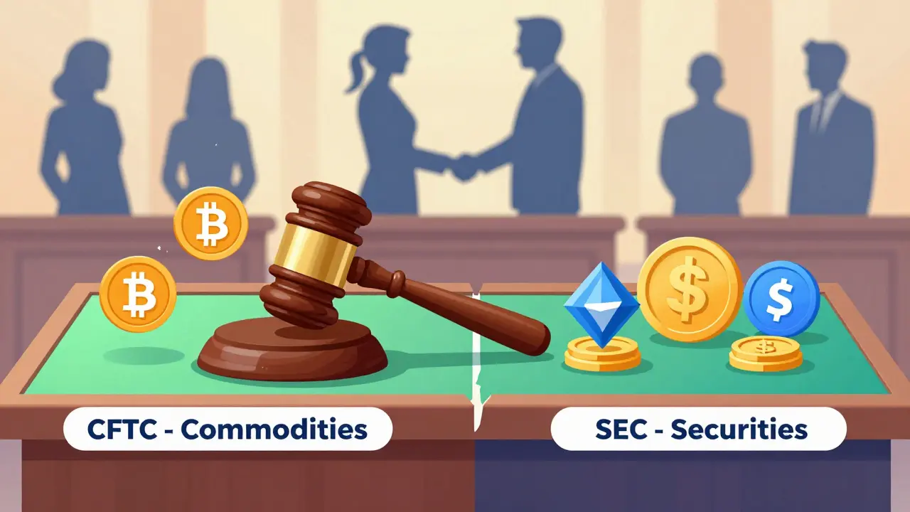 Gavel striking a table splitting crypto regulation into two zones