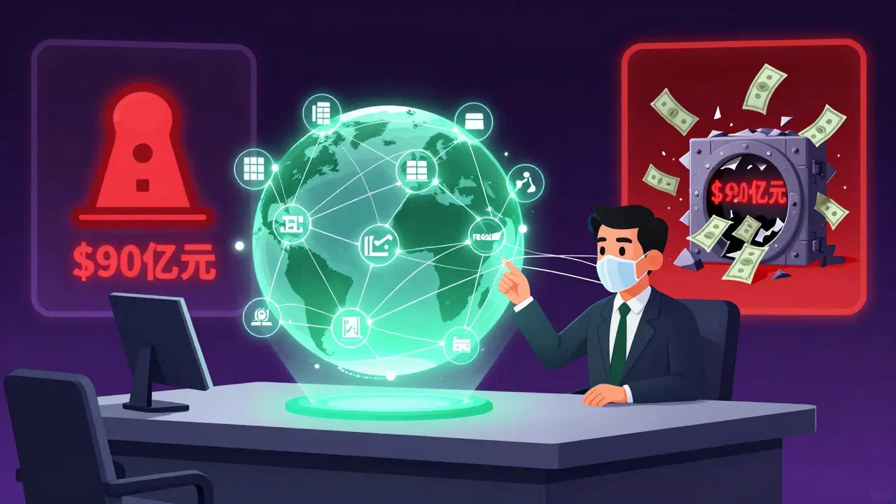 Illustration of Iran's shadow banking network and exchange hacks
