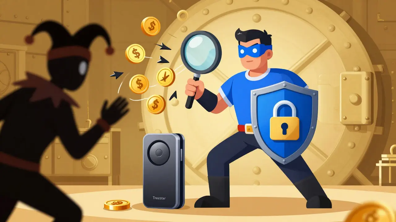 Security hero protecting wallets from phishing scams and fake token offers