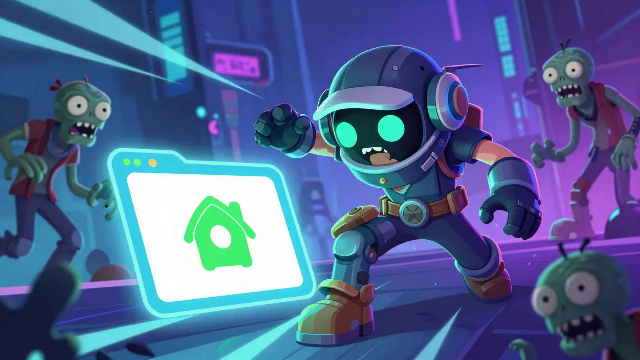 Character playing Necrodemic game with floating wallet icon