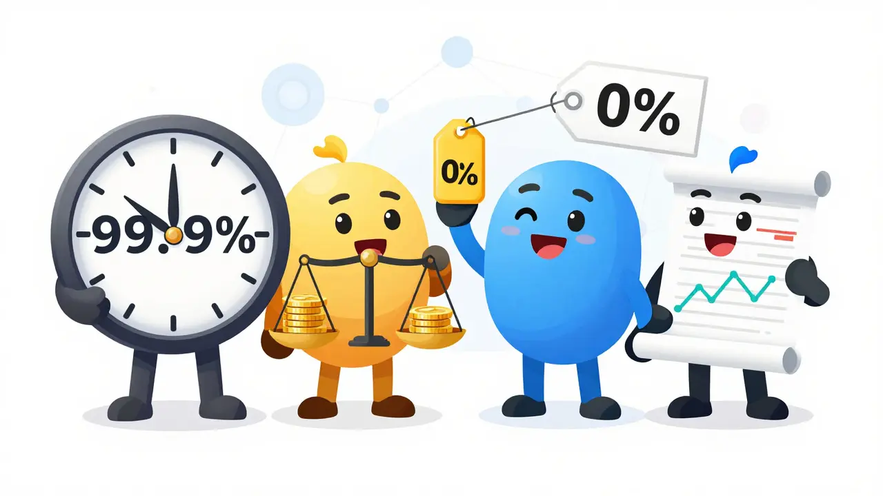 Four characters representing uptime, self-bond, fees, and history
