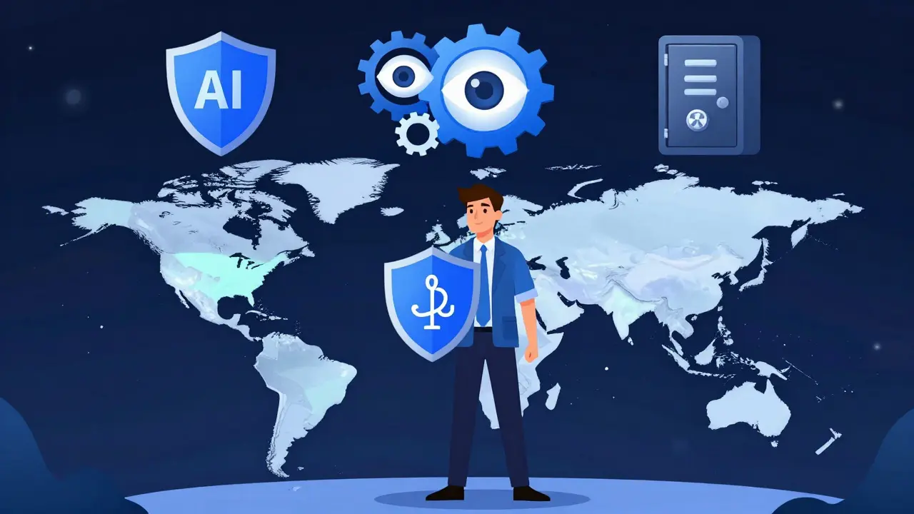Global map showing secure blockchain real estate adoption and risk protection