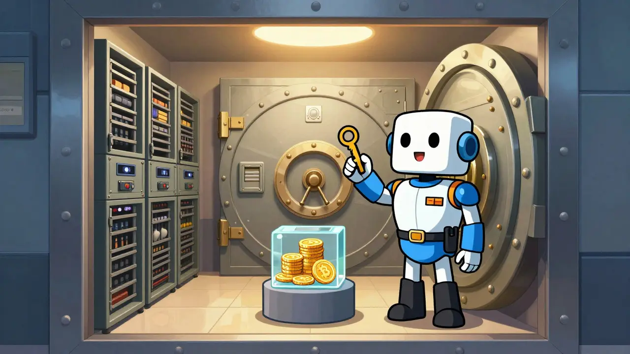 Illustration of secure cold storage vaults protecting digital assets in Japan