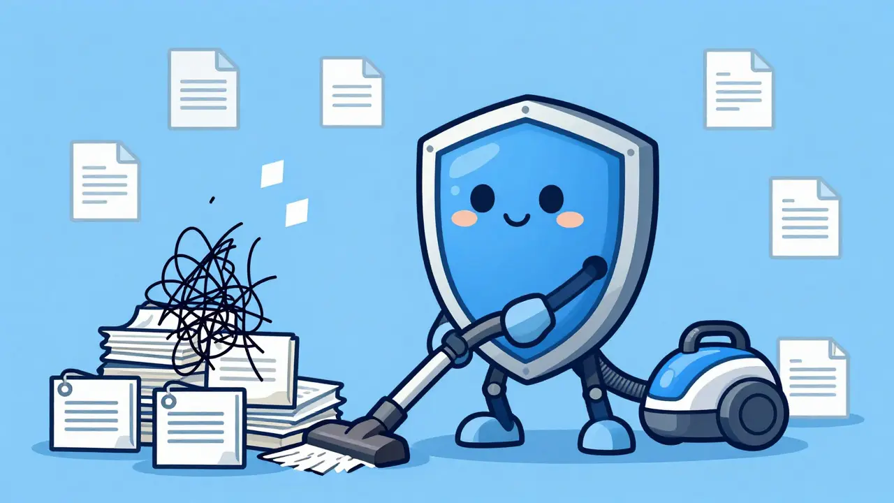 Robot vacuum cleaning metadata from files to ensure privacy