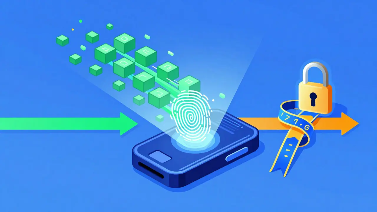 Cartoon showing data hashing and digital signature creation
