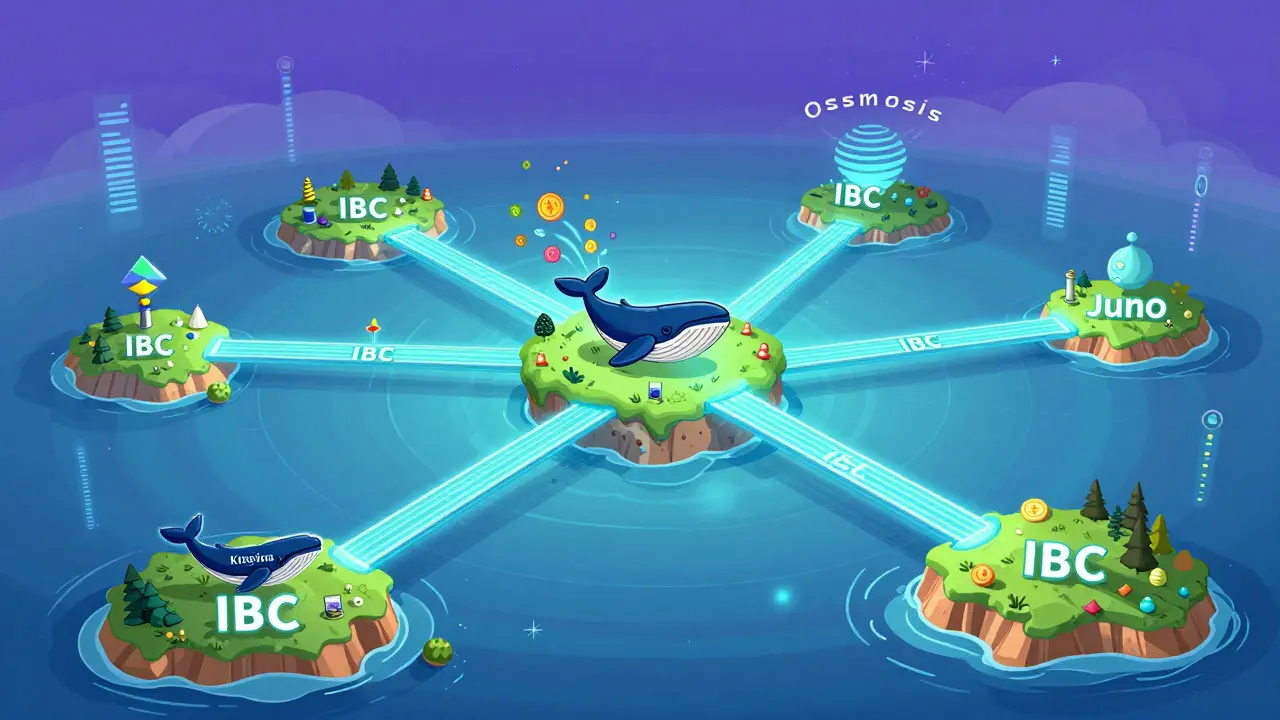 Cosmos ecosystem islands connected by IBC bridges with Kujira
