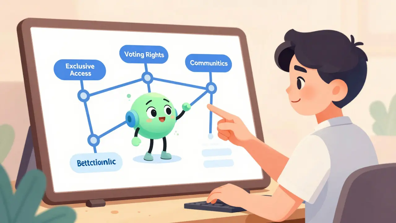 Creator reviewing a utility roadmap for social token success with a mascot