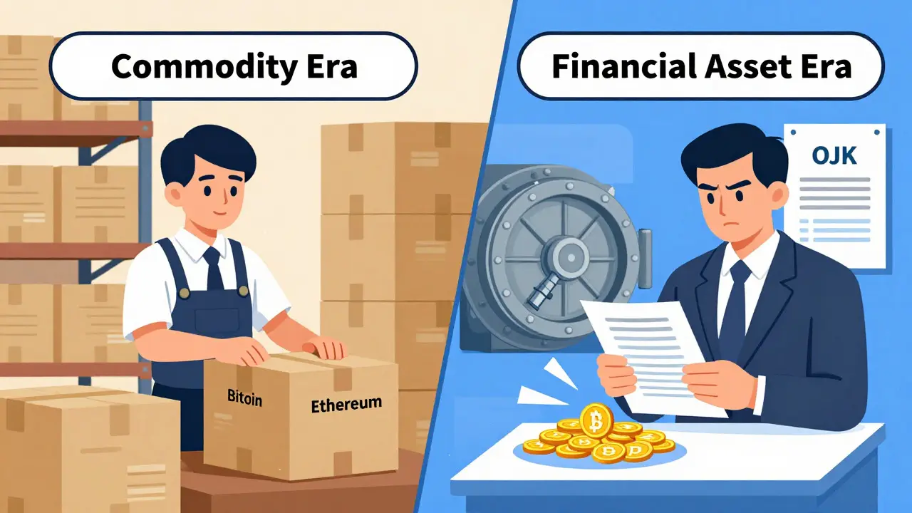 Illustration comparing commodity vs financial asset regulation styles