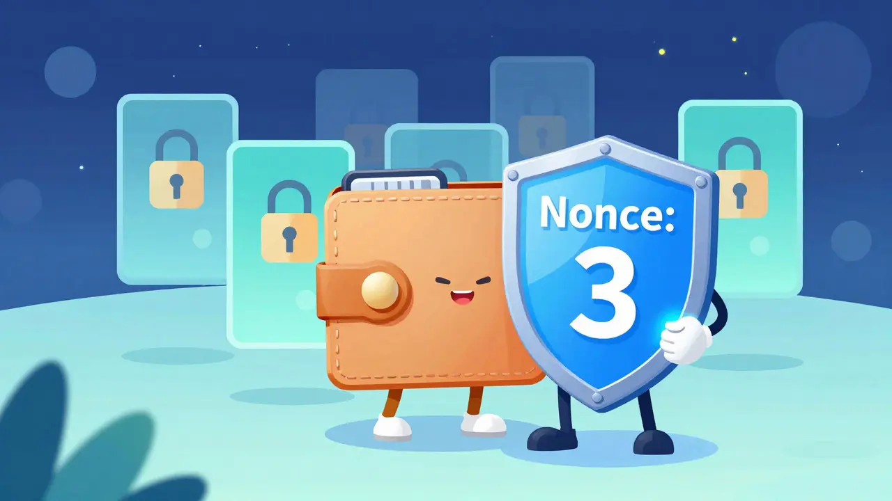 Illustration of a digital wallet using a nonce counter for security.