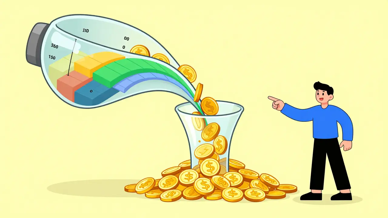 Illustration of concentrated liquidity funneling coins efficiently