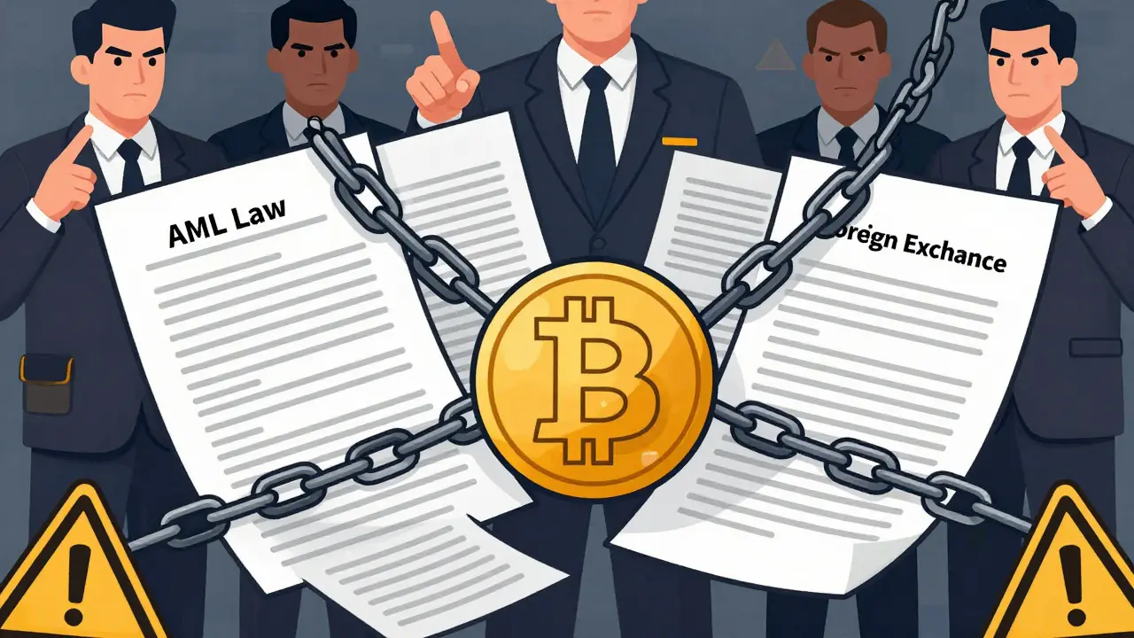 Legal chains binding a Bitcoin symbol under strict regulations