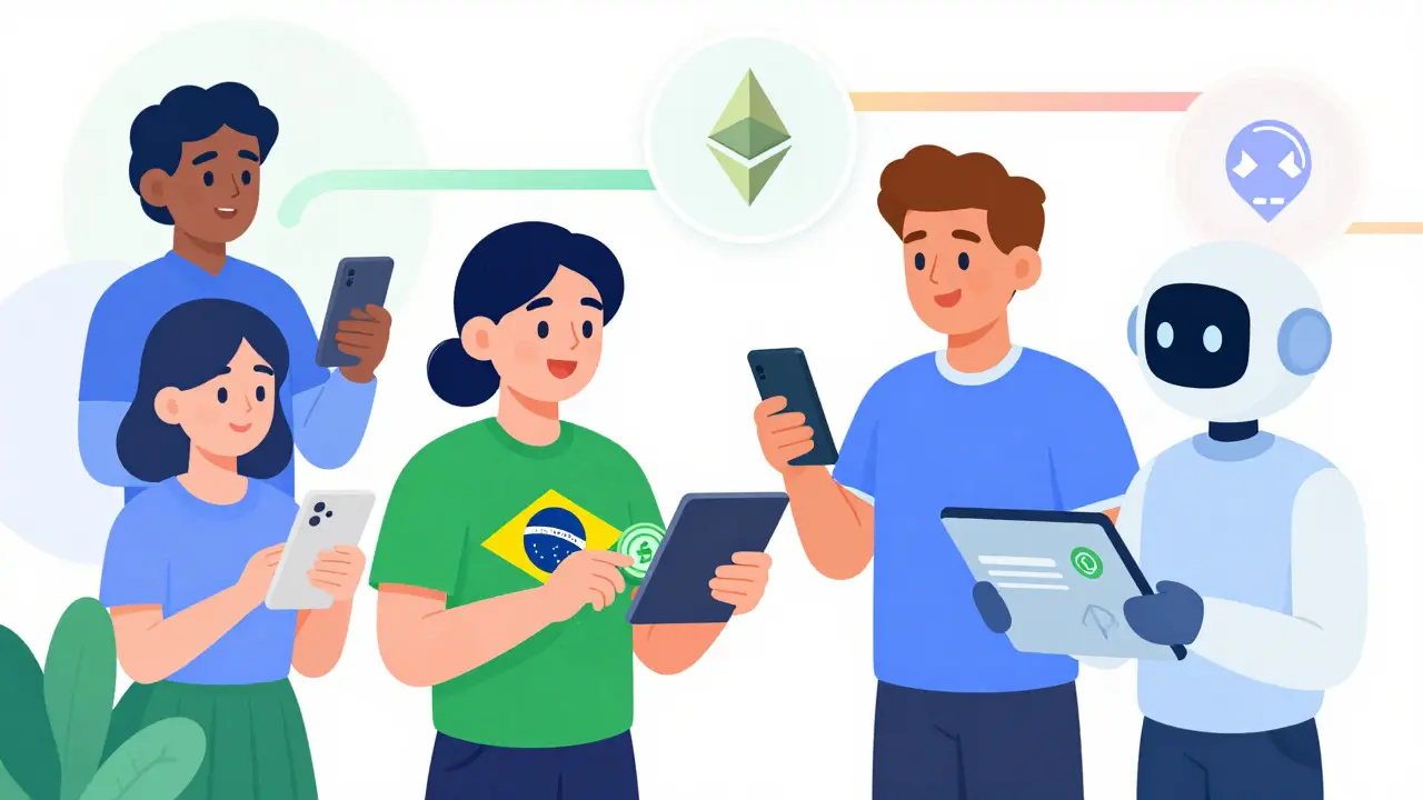 People trading BRZ globally via mobile devices