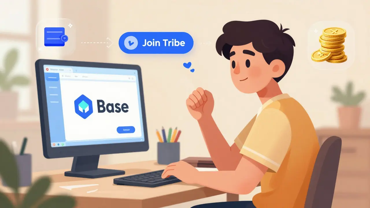 Person using web3 wallet to join SoMon tribe and earn rewards