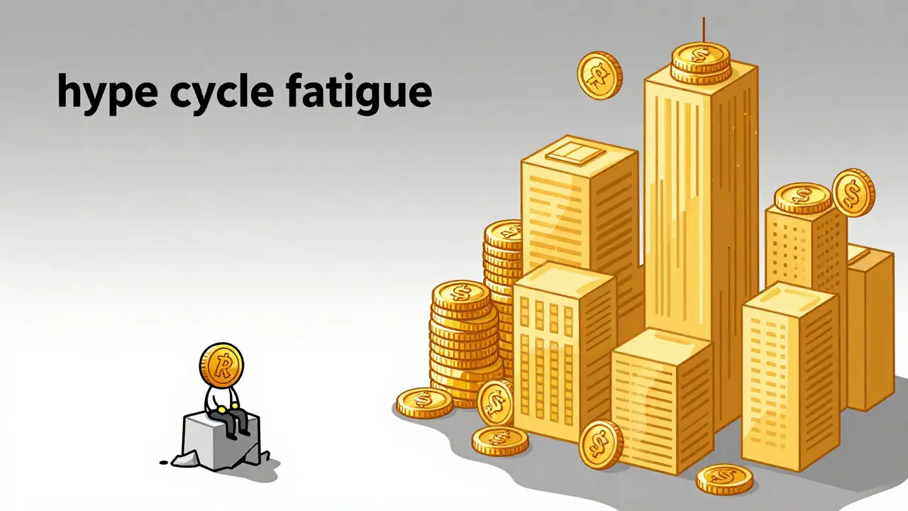 Tiny ROND coin dwarfed by giant skyscraper coins of major tokens.