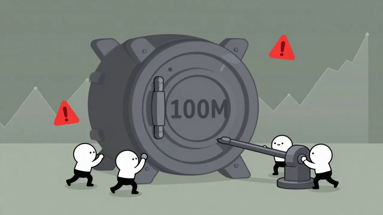 Vault with fixed supply and stiff lever illustrating low liquidity