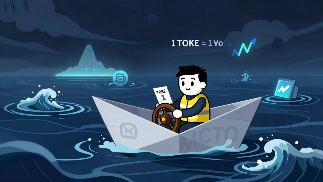 Cartoon of trader navigating volatile low-liquidity waters of McToken market