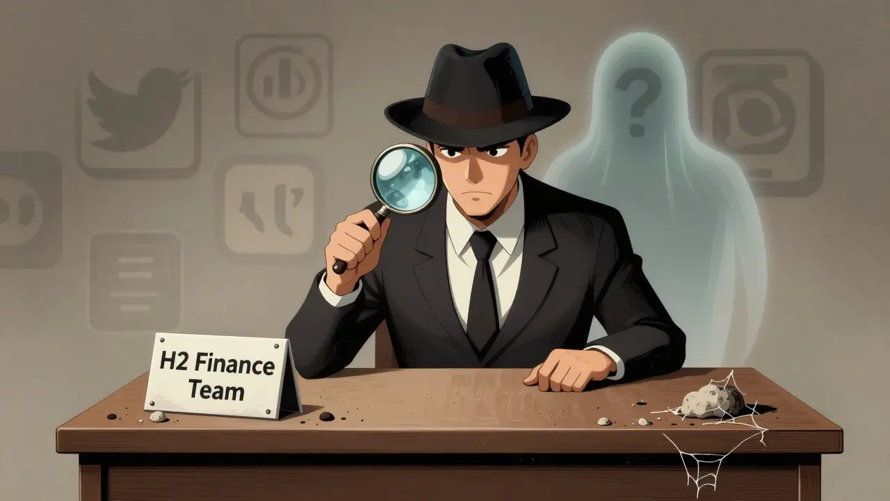 Detective investigating an empty H2 Finance office with no team present