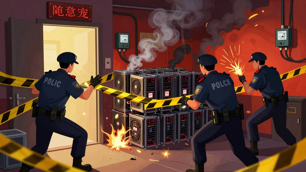 Police raiding illegal crypto mining servers