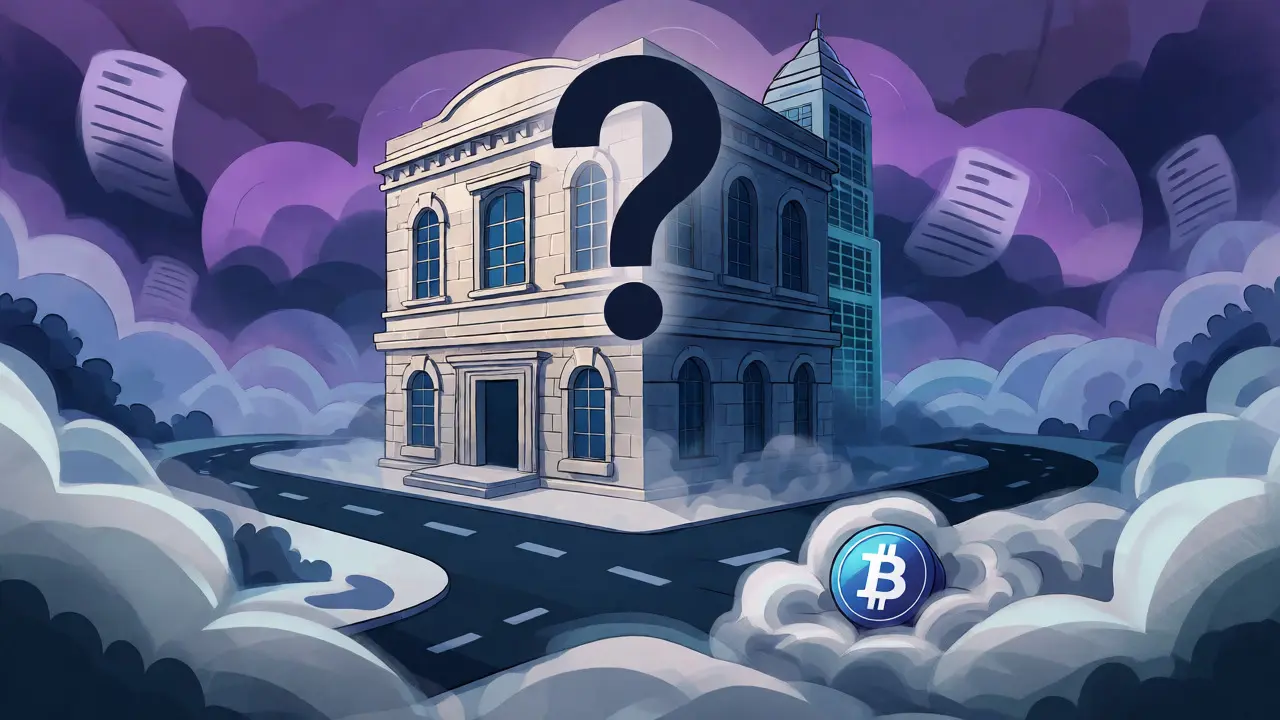 Ambiguous crypto exchange building mixing Malta and Hong Kong architecture