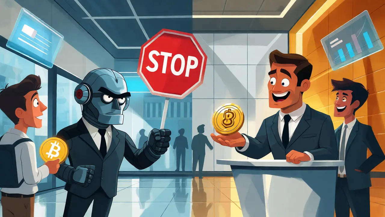 Contrast between banned crypto transactions and licensed CBDC usage in banks