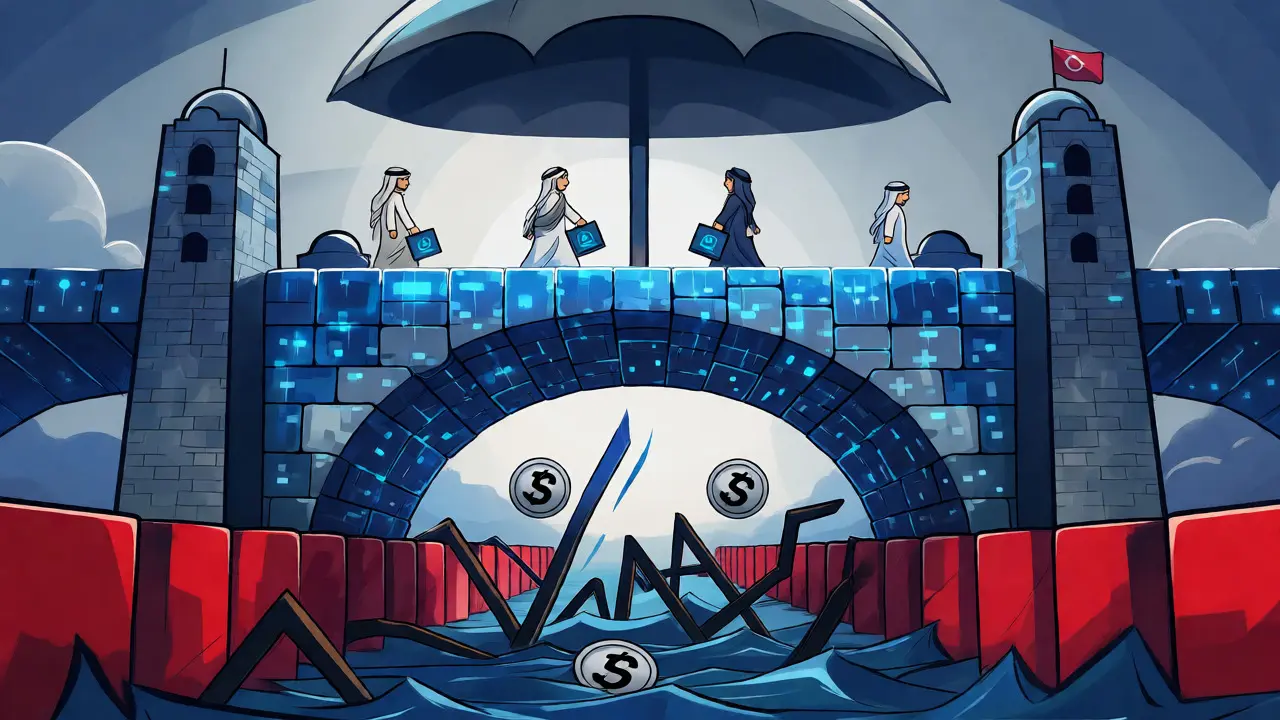 Digital bridge connecting nations while blocking private crypto below
