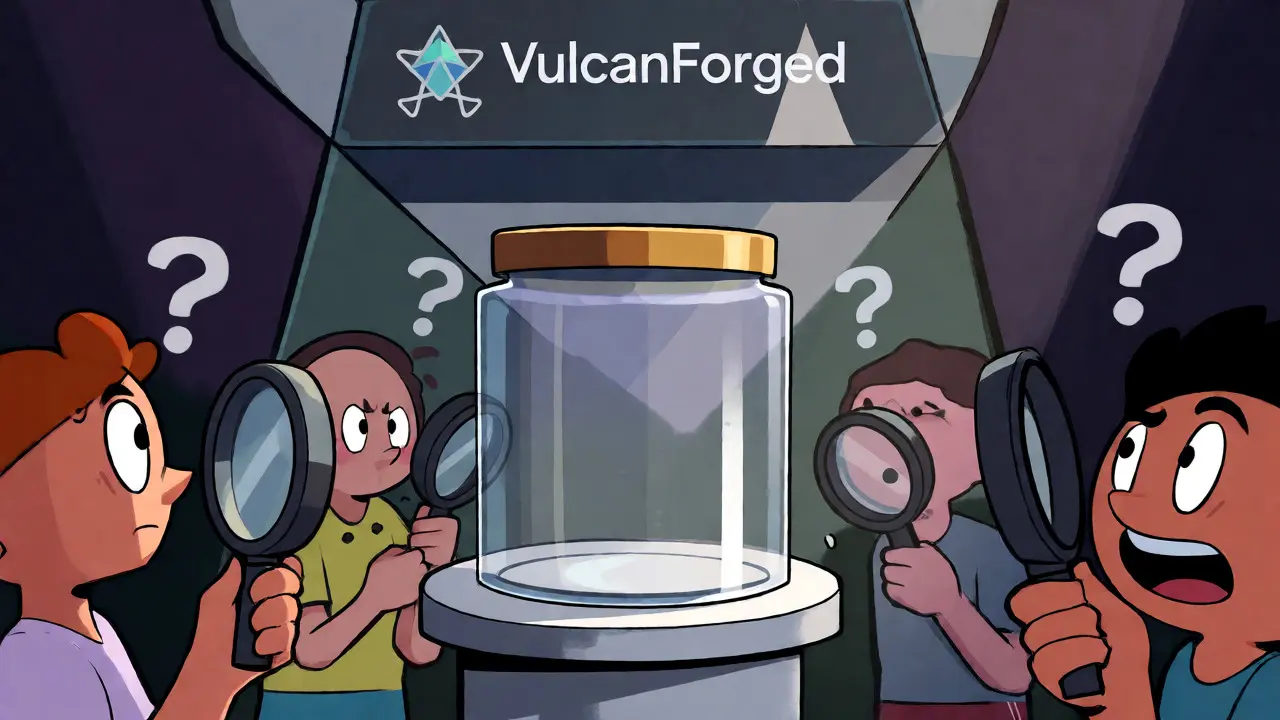 Empty glass jar representing zero circulating supply surrounded by confused users.