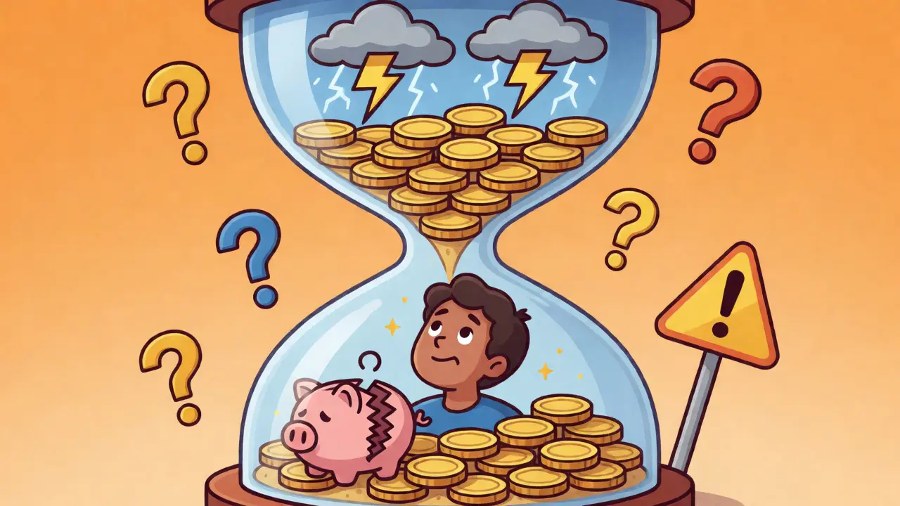Person trapped in an hourglass of crypto risks and bans