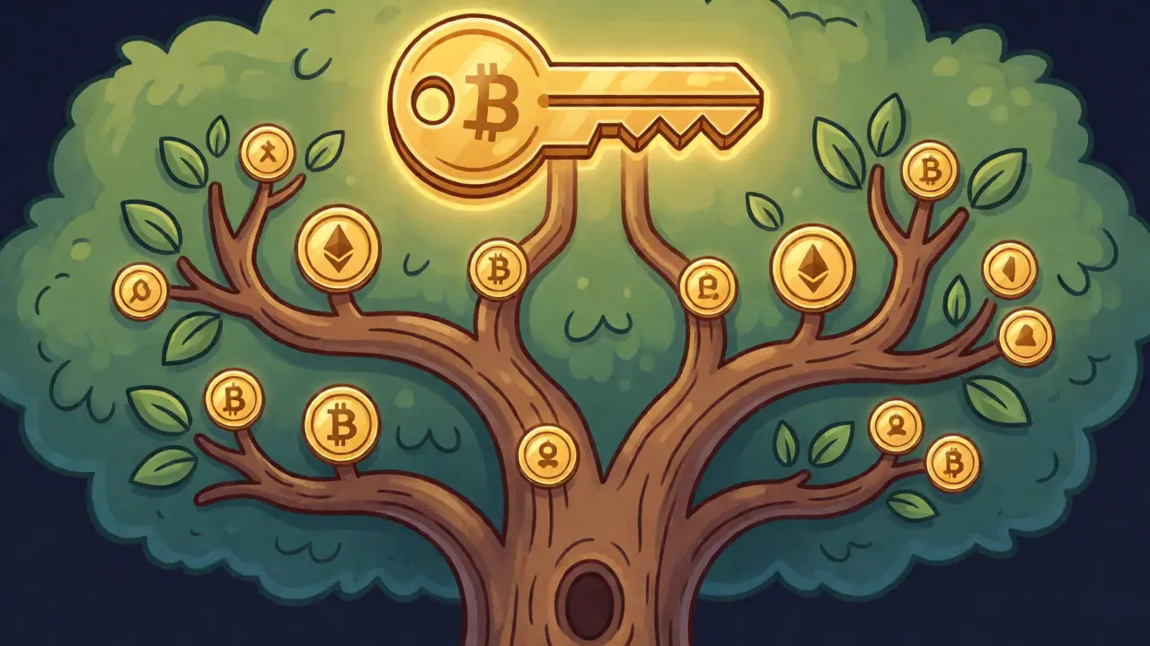 Tree diagram showing HD wallet key derivation