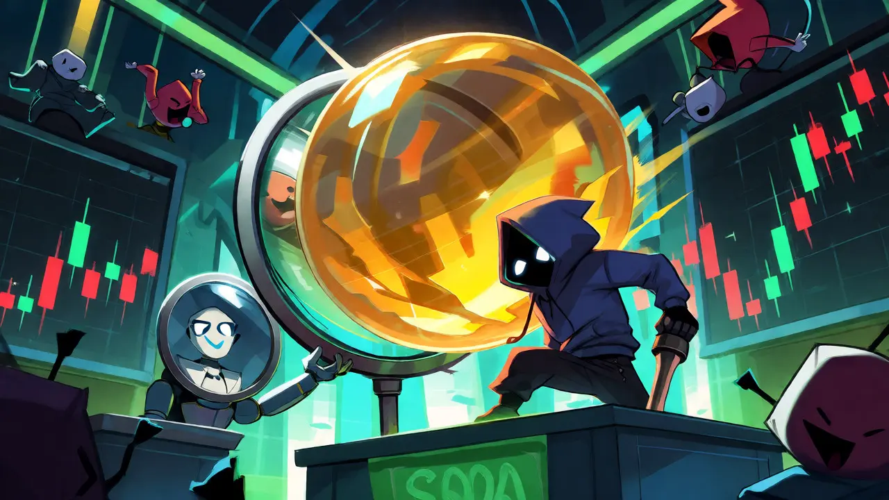 Hacker inflating a flash loan bubble that distorts the price seen by an Oracle robot.